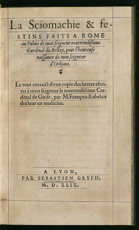 La Sciomachie et festins faits à Rome, Lyon, 1549