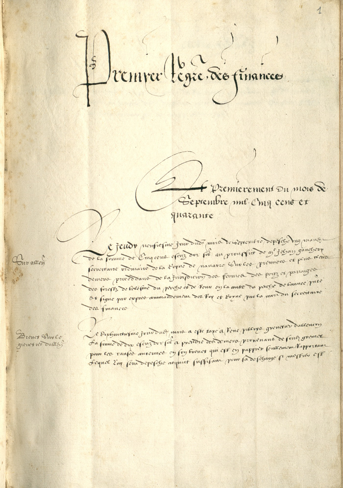 Premier registre des finances de Marguerite de Navarre
